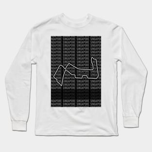 Singapore - F1 Circuit - Black and White Long Sleeve T-Shirt